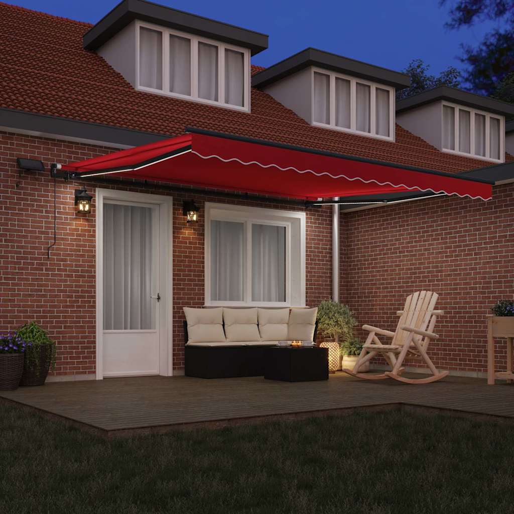 Udtrækkelig markise Rød 400 × 300 cm Stof og aluminium