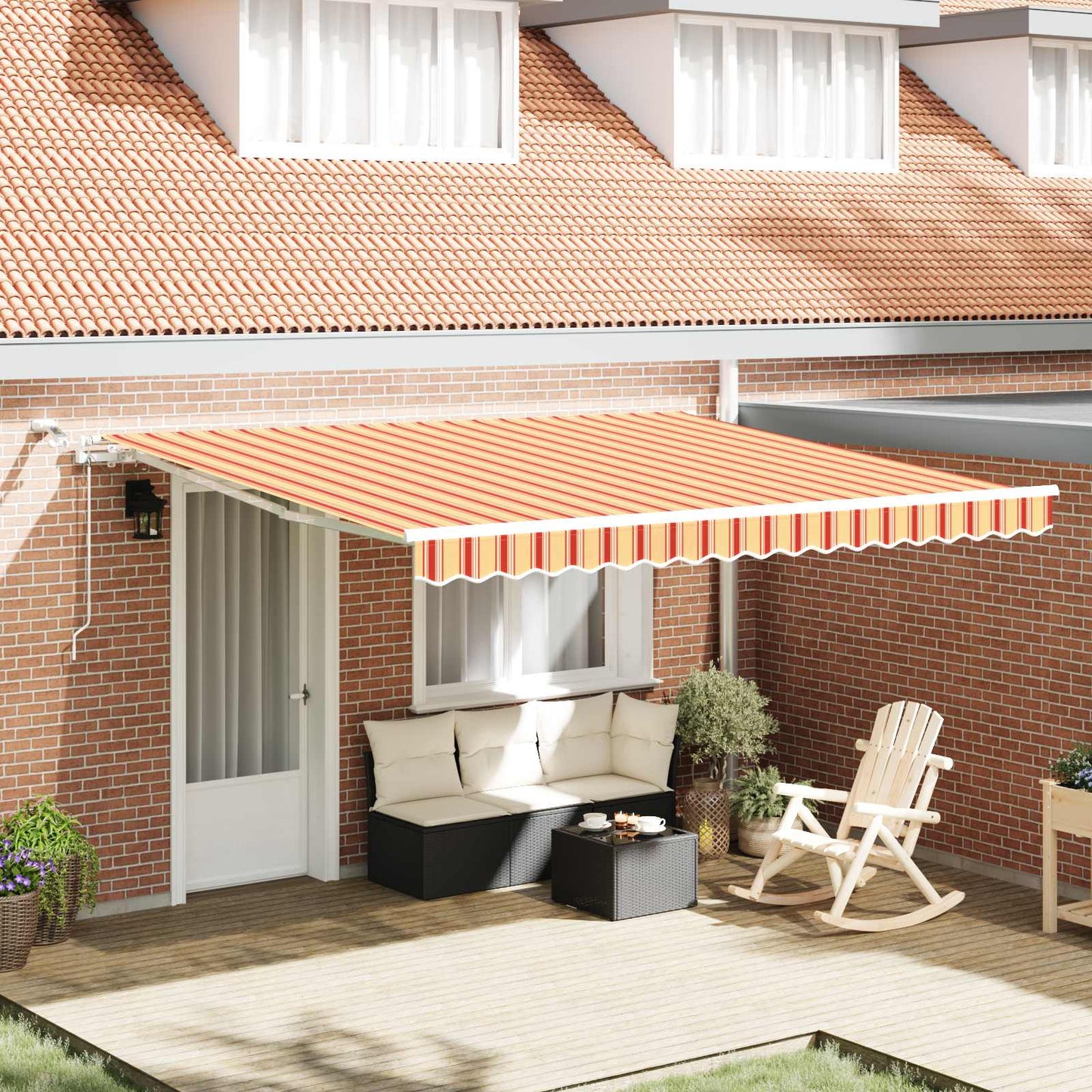 Udtrækkelig markise Gul og orange 400 × 350 cm Polyester