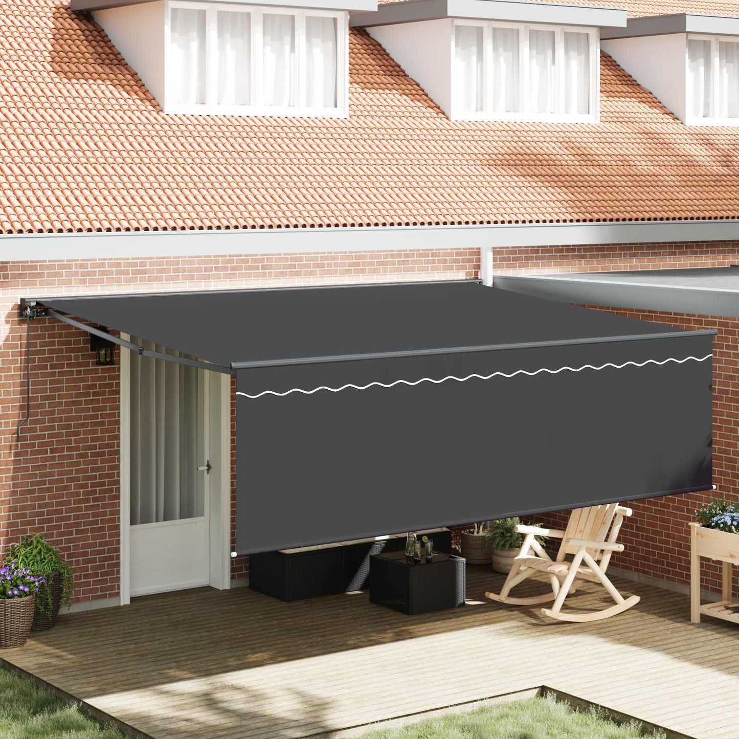 Utrækkelig Markise Antracit 450 × 300 cm Polyester og Aluminium