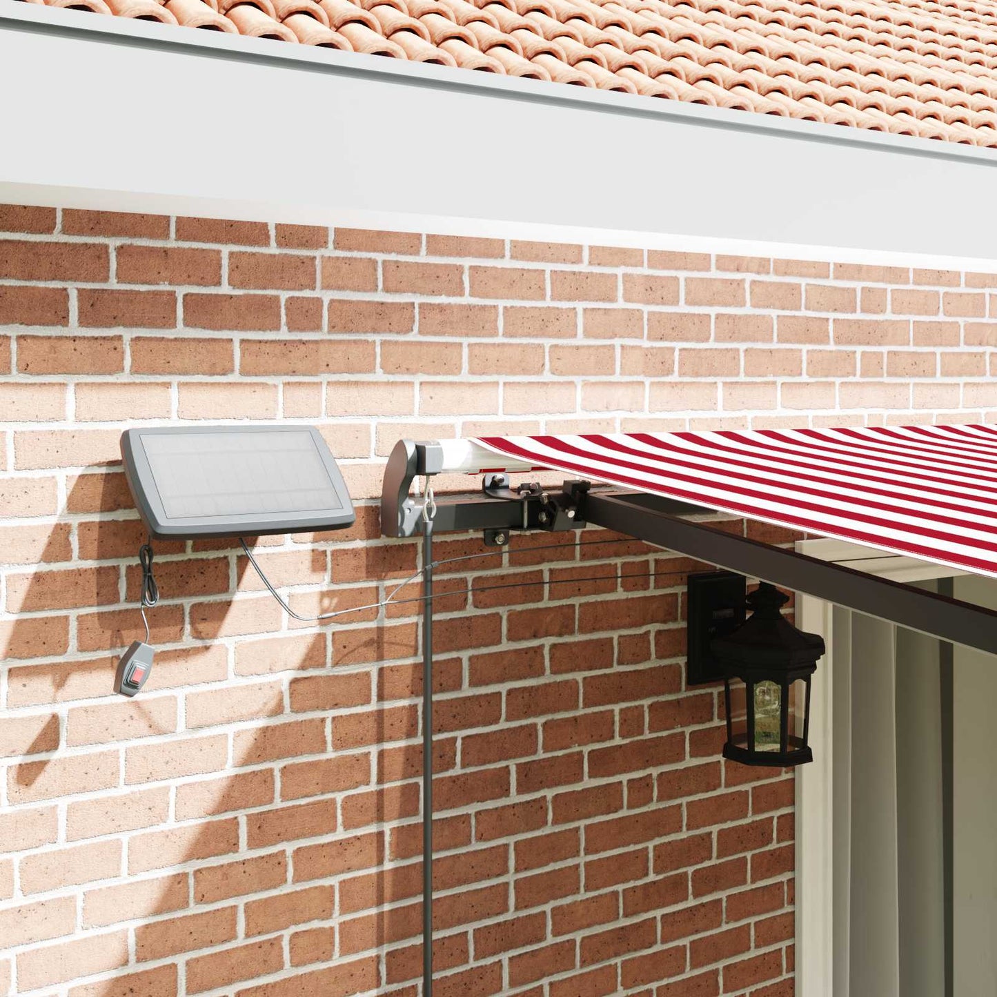Udtrækkelig markise Rød og Hvid 450 × 350 cm Stof og aluminium