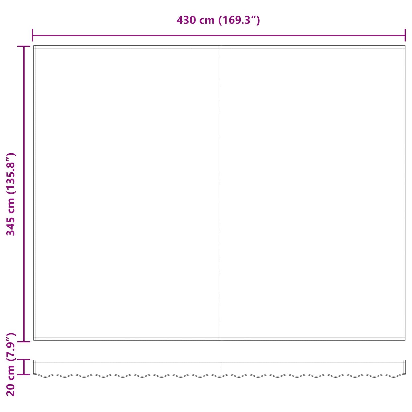 Udtrækkelig markise Hvid 450 × 350 cm Polyester og Aluminium