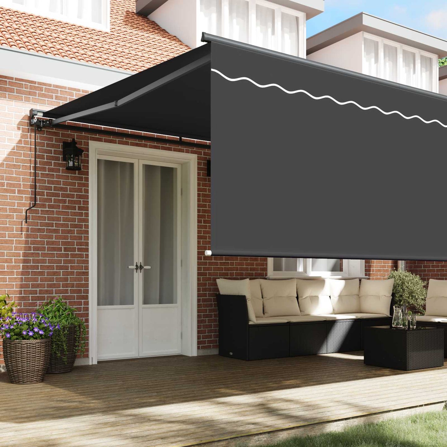 Utrækkelig Markise Antracit 500 × 300 cm Polyester og Aluminium