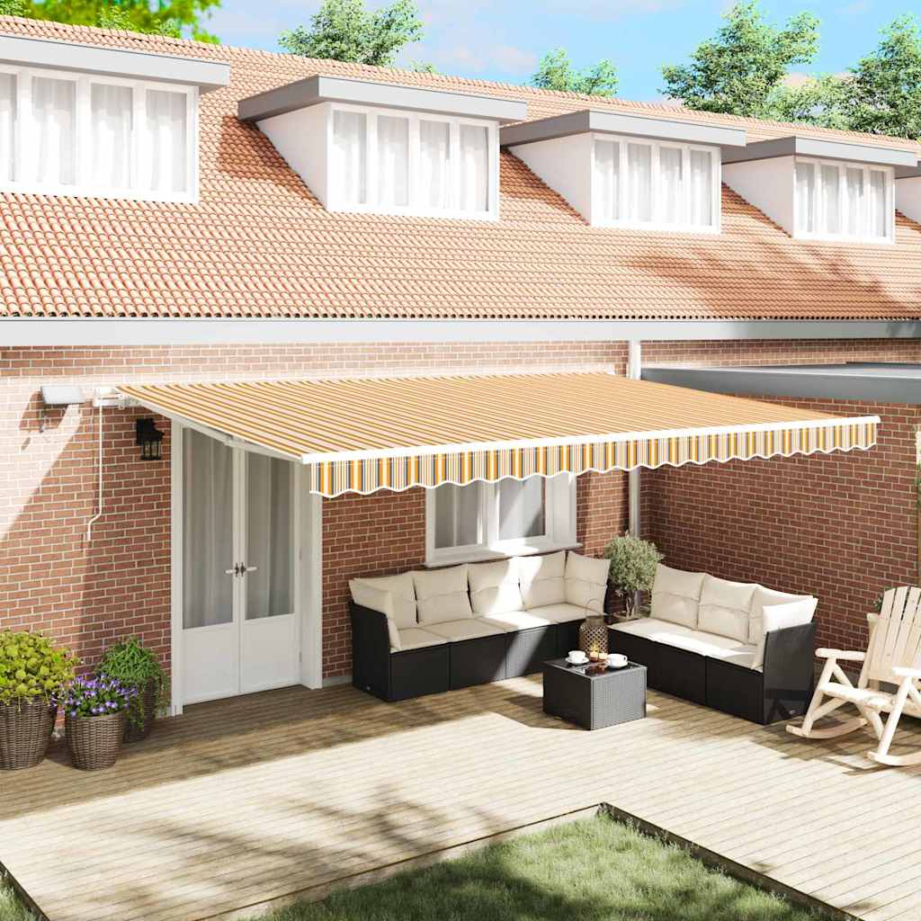 Udtrækkelig markise Flerfarvet 500 × 300 cm Stof og aluminium