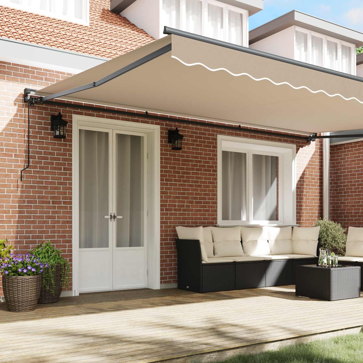 Markiseramme Beige 500 × 300 cm Polyester med PU belægning
