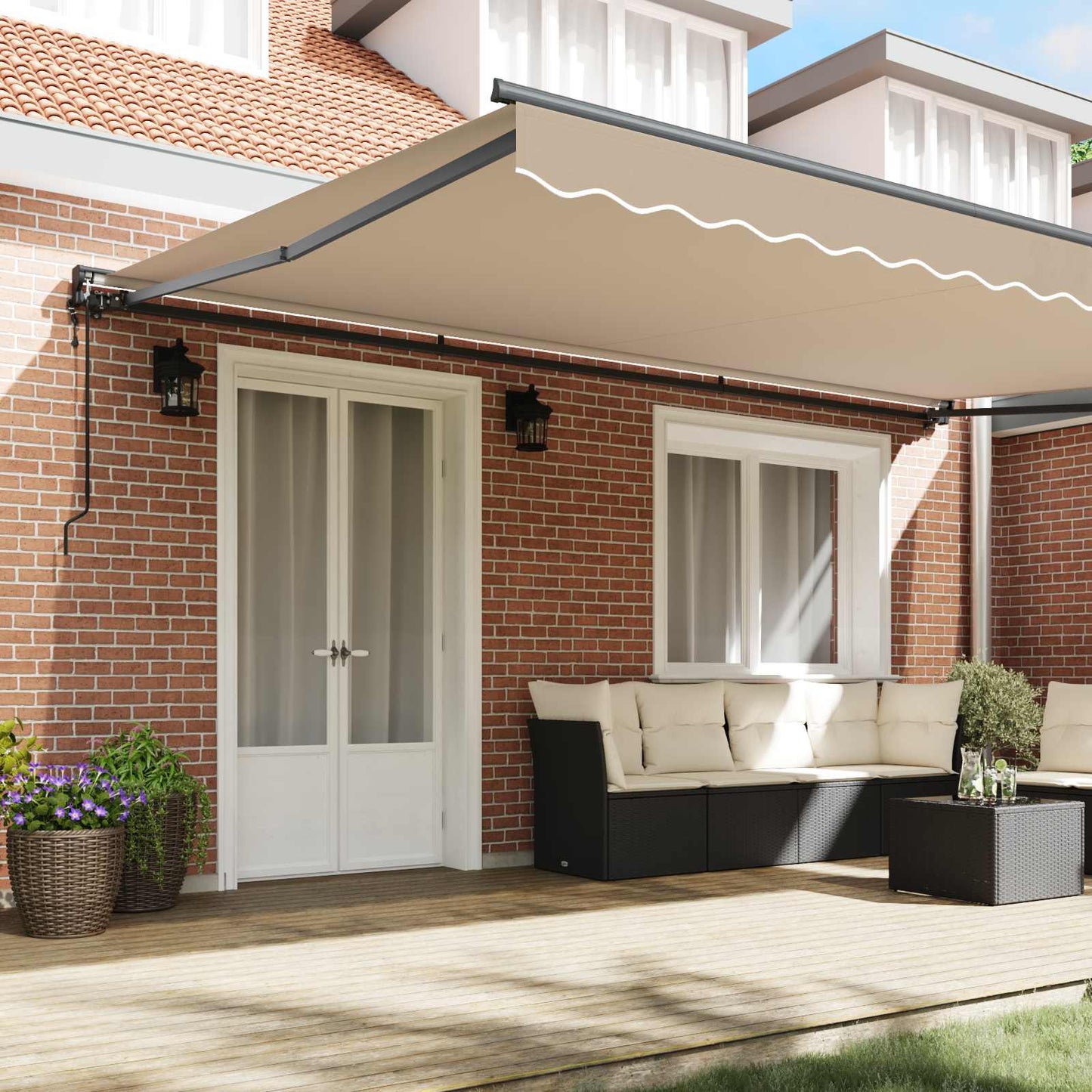Markiseramme Beige 500 × 300 cm Polyester med PU belægning