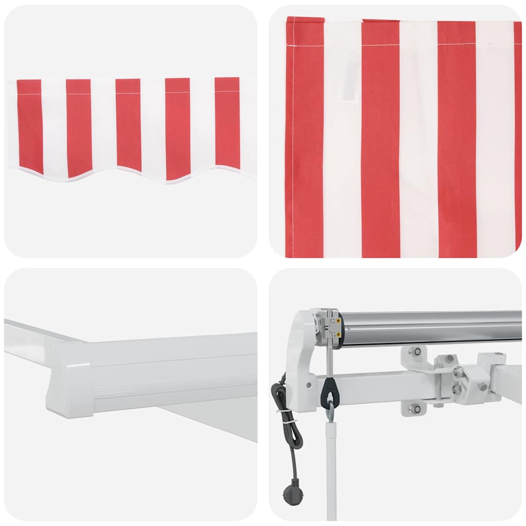 Udtrækkelig markise Rød og Hvid 500 × 350 cm Stof og aluminium