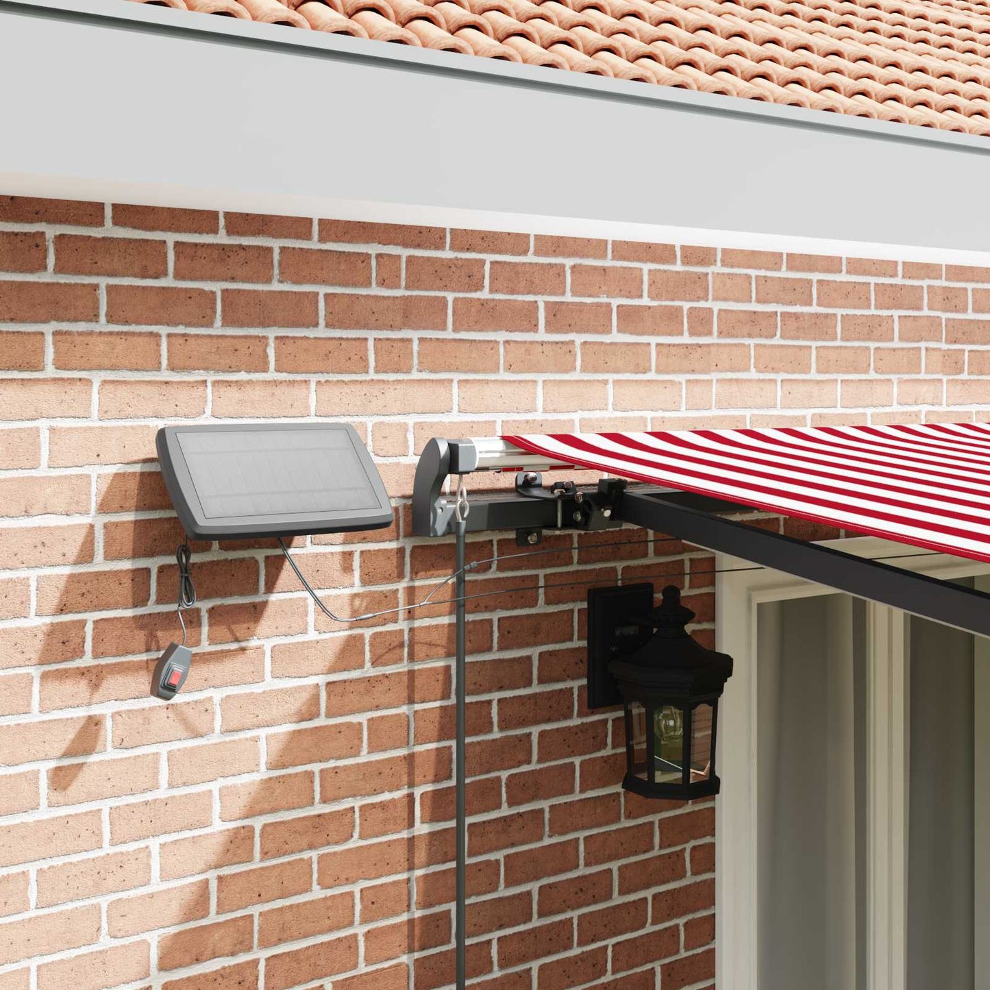 Udtrækkelig markise Rød og Hvid 500 × 350 cm Stof og aluminium