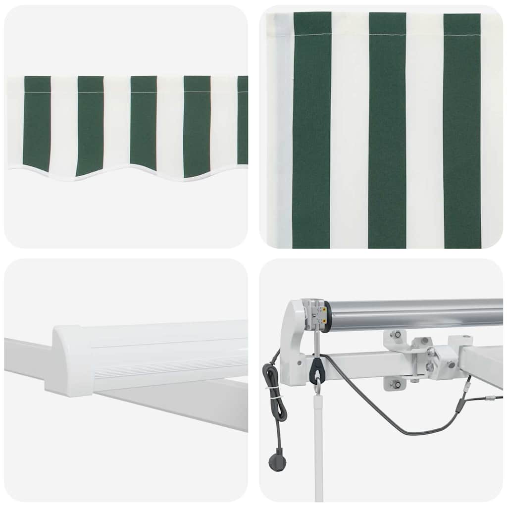 Udtrækkelig markise Grøn og Hvid 600 × 300 cm Polyester