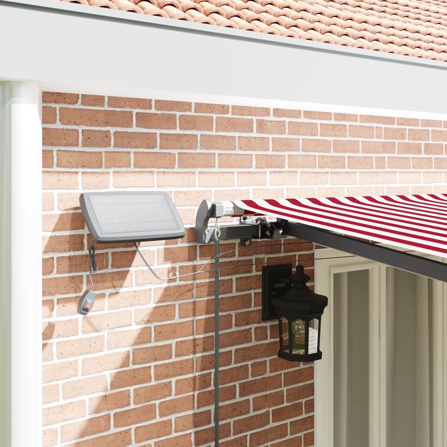Udtrækkelig markise Rød og Hvid 600 × 350 cm Stof og aluminium