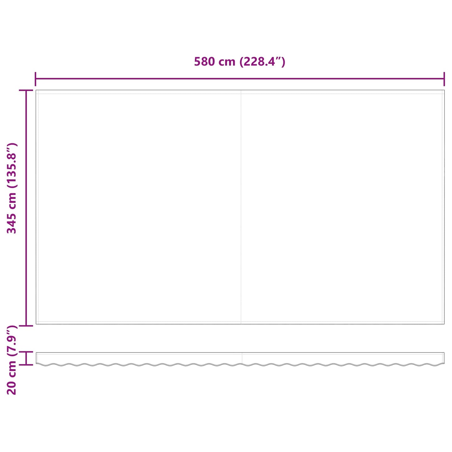 Udtrækkelig markise Grøn og Hvid 600 × 350 cm