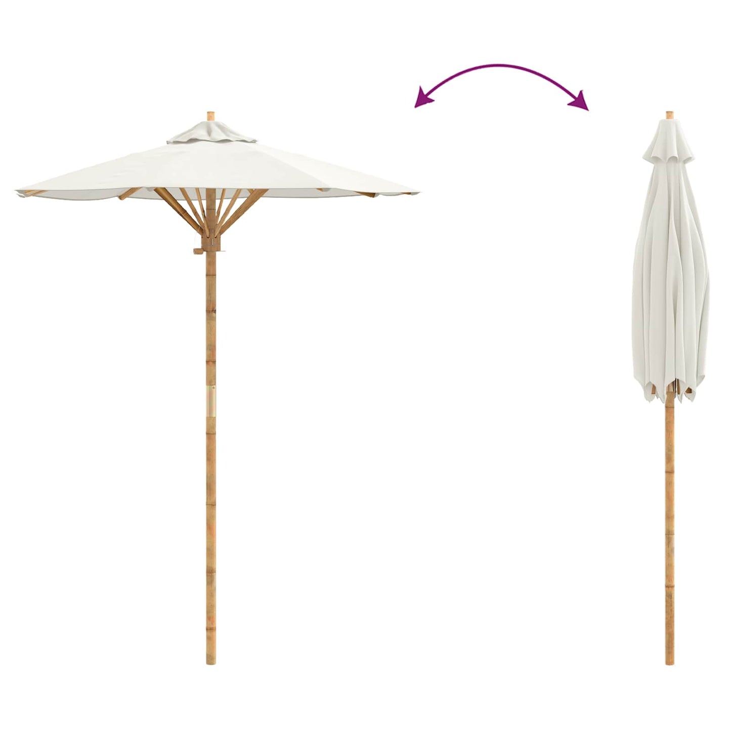 Havesol Cremehvid Ø 150 x 210 cm Bambus