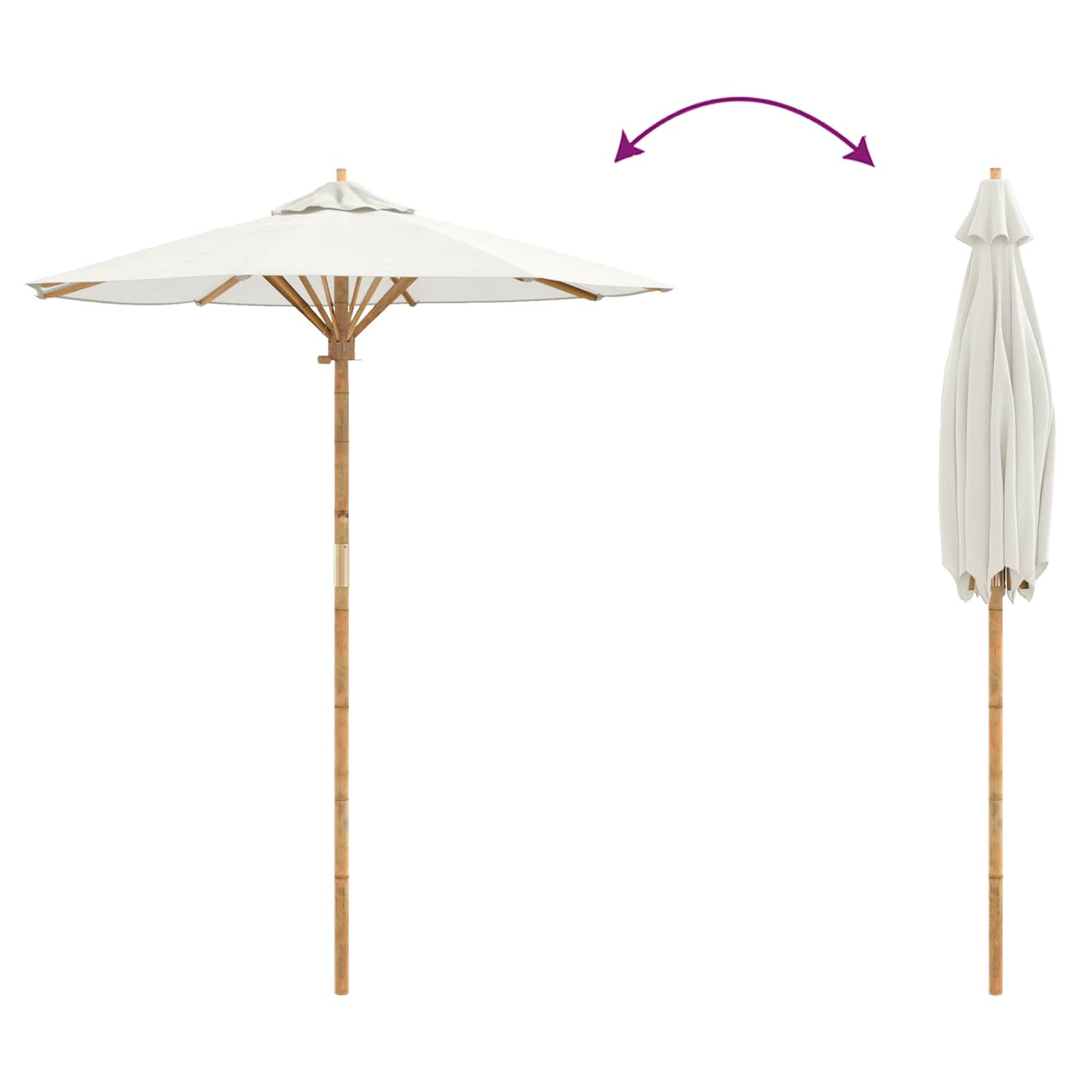 Havesol Ø 180 x 230 cm Bambus Rund Cremehvid