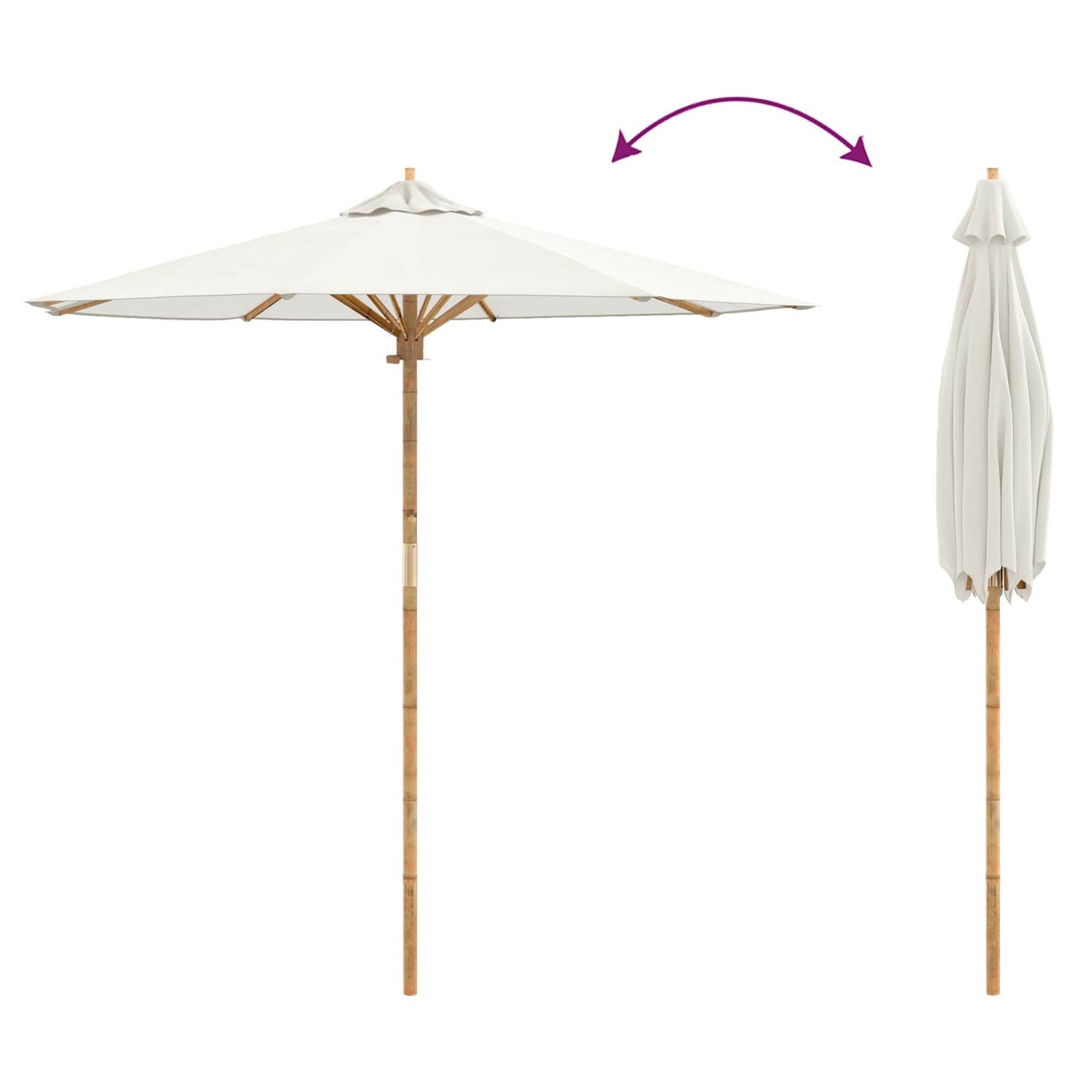 Havesol Ø 217 x 230 cm Bambus Rund Cremehvid