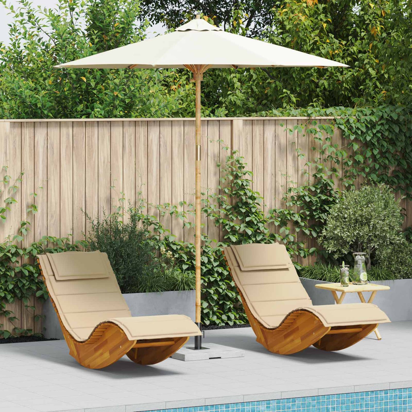 Havesol Ø 240 x 260 cm Bambus Rund Cremehvid