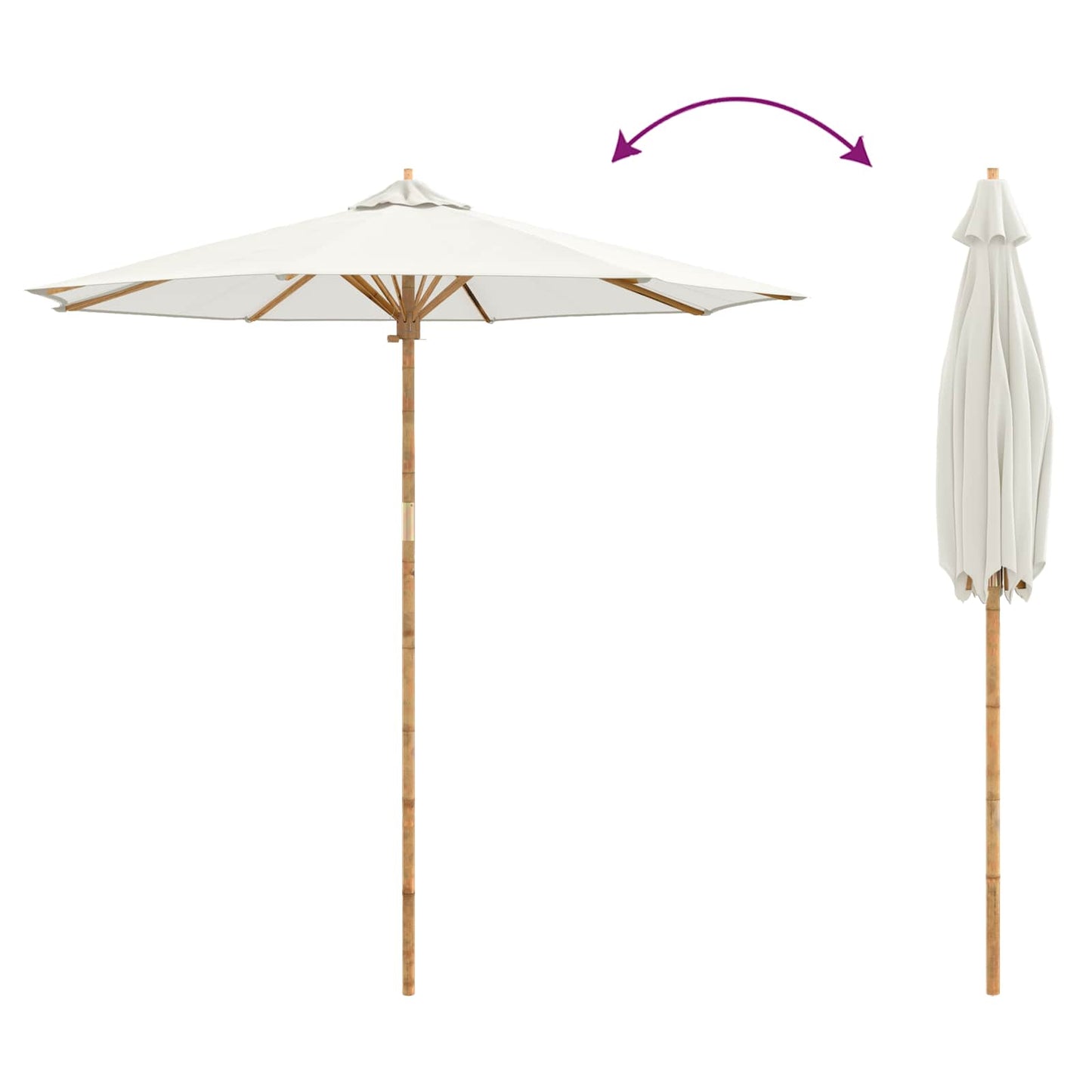 Havesol Ø 240 x 260 cm Bambus Rund Cremehvid