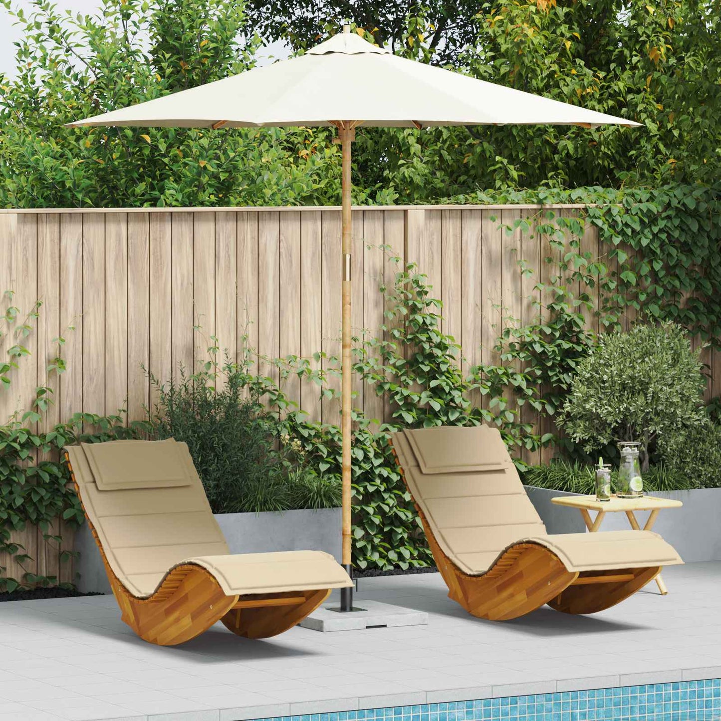 Havesol Ø 270 x 260 cm Bambus Rund Cremehvid