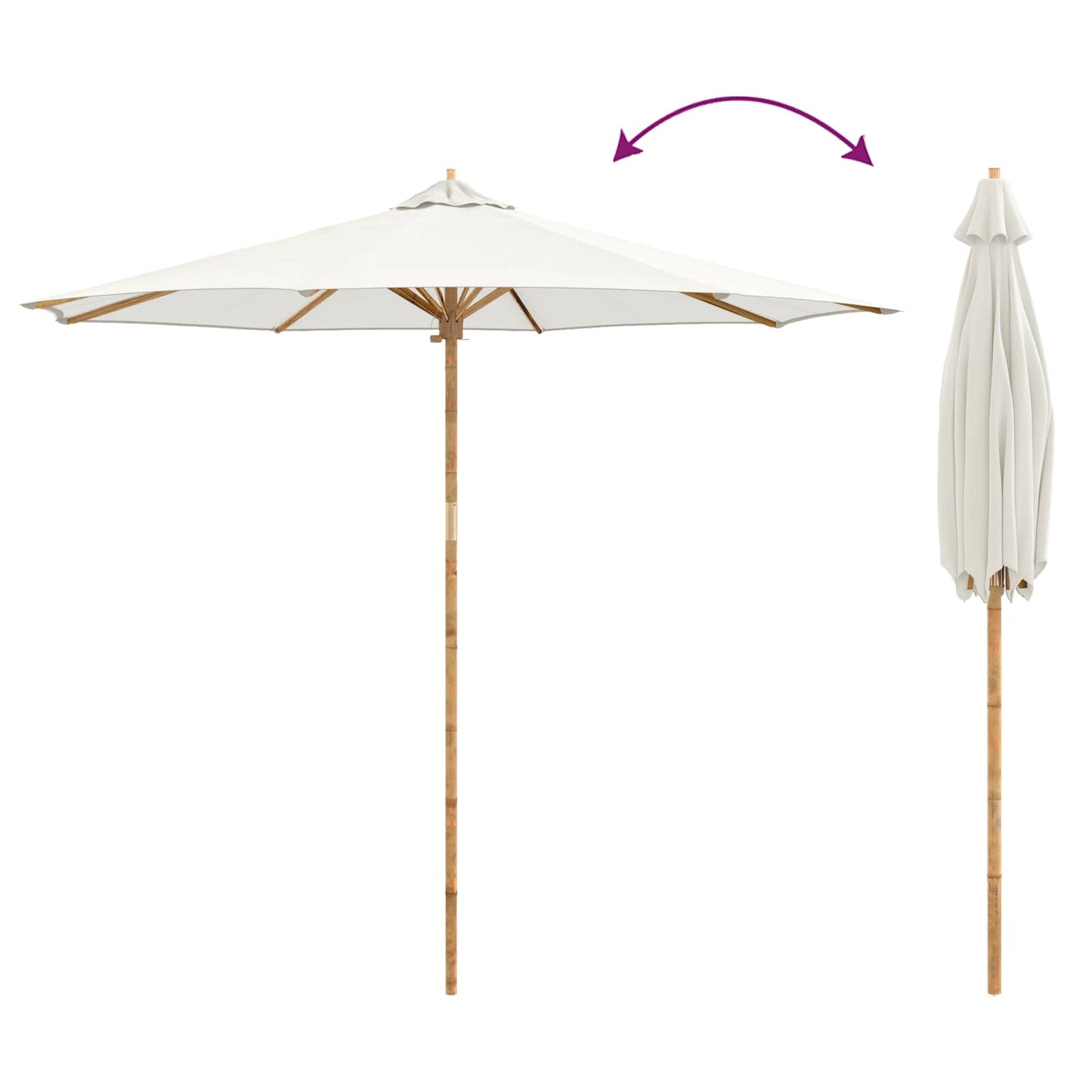 Havesol Ø 270 x 260 cm Bambus Rund Cremehvid