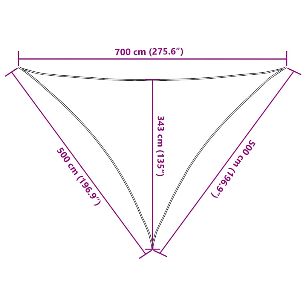 solsejl 7x5x5 m 100 % polyesterstof blå