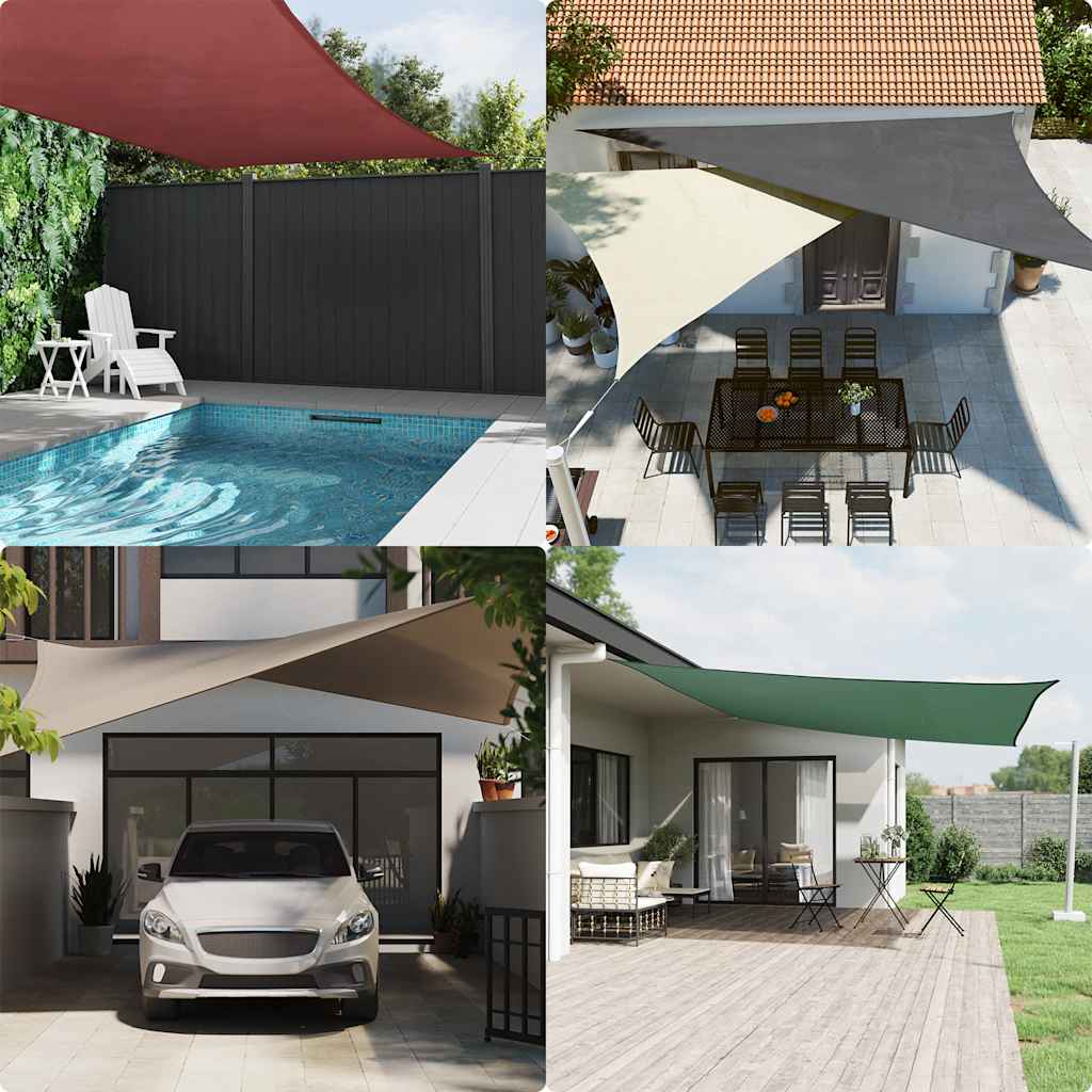 solsejl 7x5x5 m 100 % polyesterstof gul