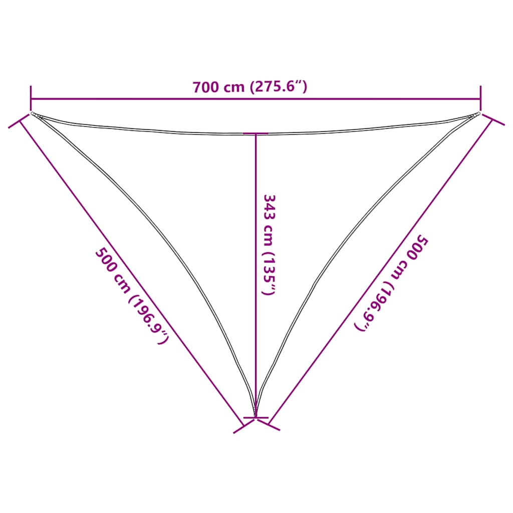 solsejl 7x5x5 m 100 % polyesterstof rød