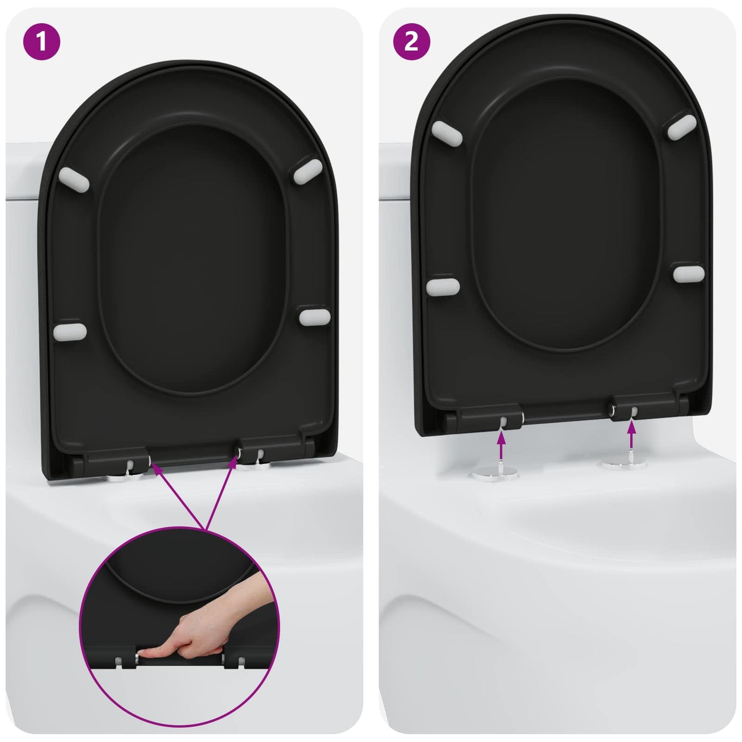 Toilet sæde Sort 49 x 36 x 4 cm Duroplast