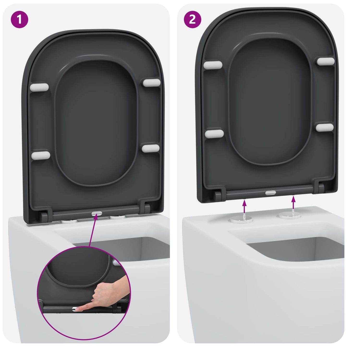 Toilet sæde Antracit 47,5 x 35 x 3,6 cm Duroplast