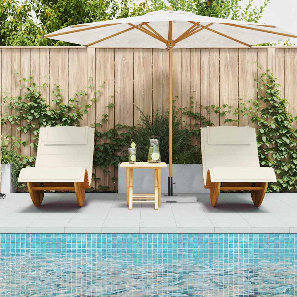 Solstol med pude 2-person 2 pcs Brun Massivt Akacietræ