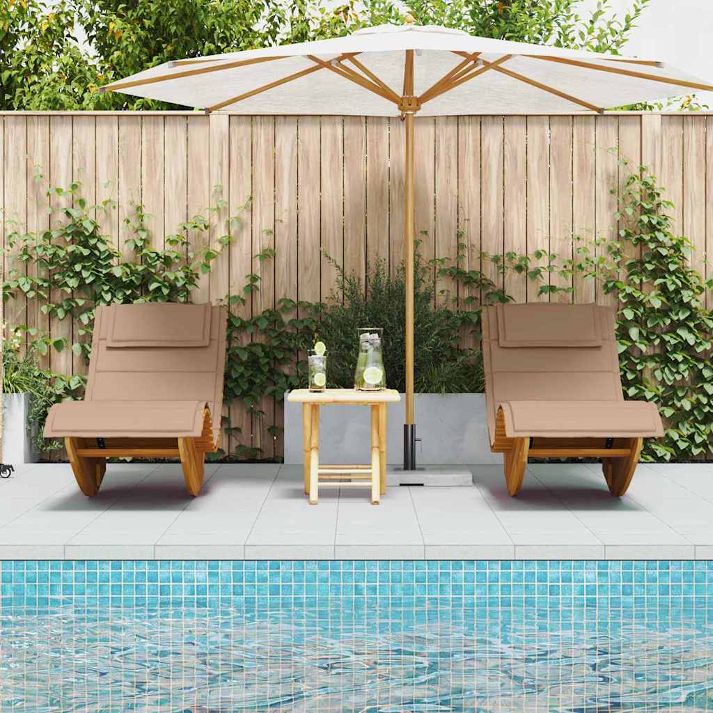 Solstol med pude 2-person 2 pcs Brun Massivt Akacietræ