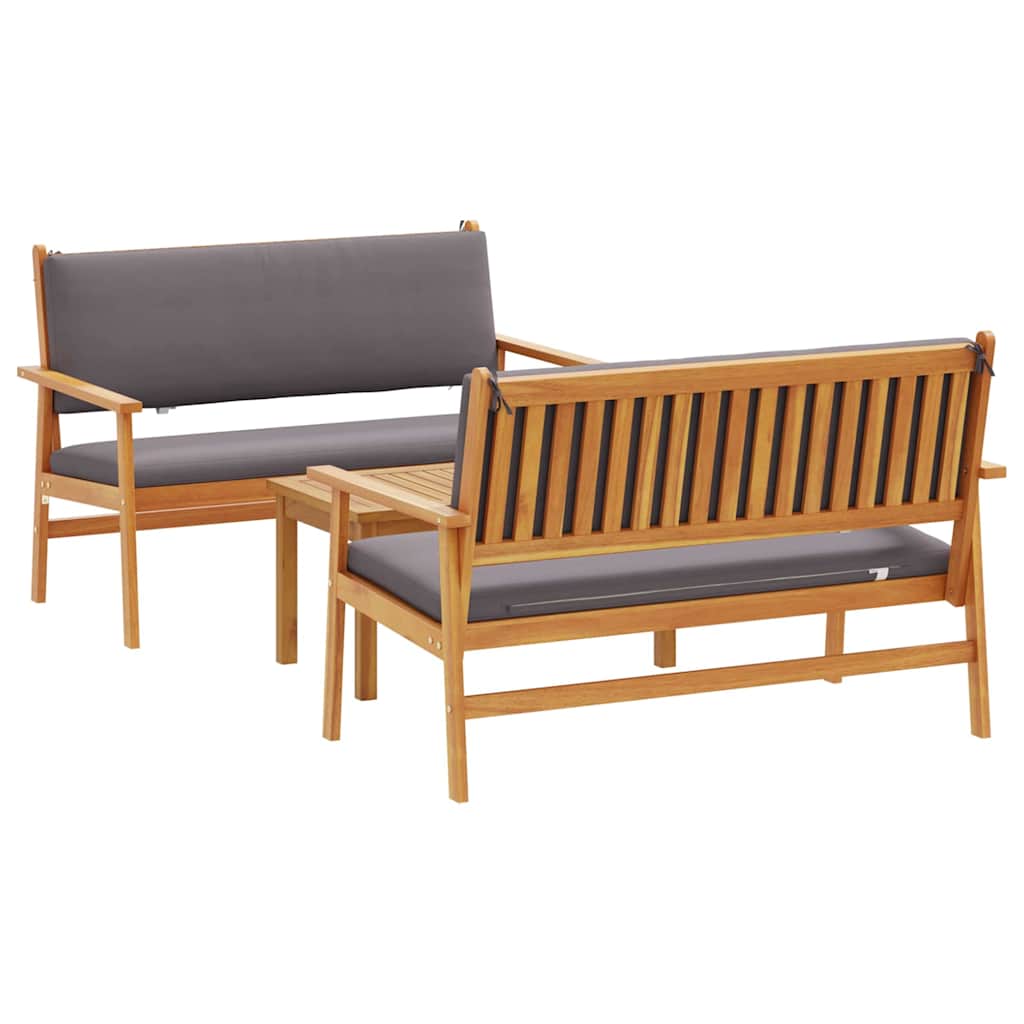 Havesofa Sæt 3 pcs Brun 120 x 65,5 x 79 cm Massivt Akacietræ