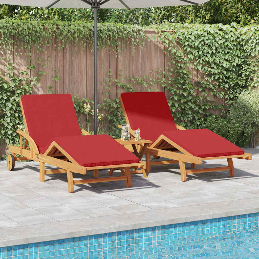 Solstol 3 pcs Rød 200 x 67 x 84 cm Massivt Akacietræ