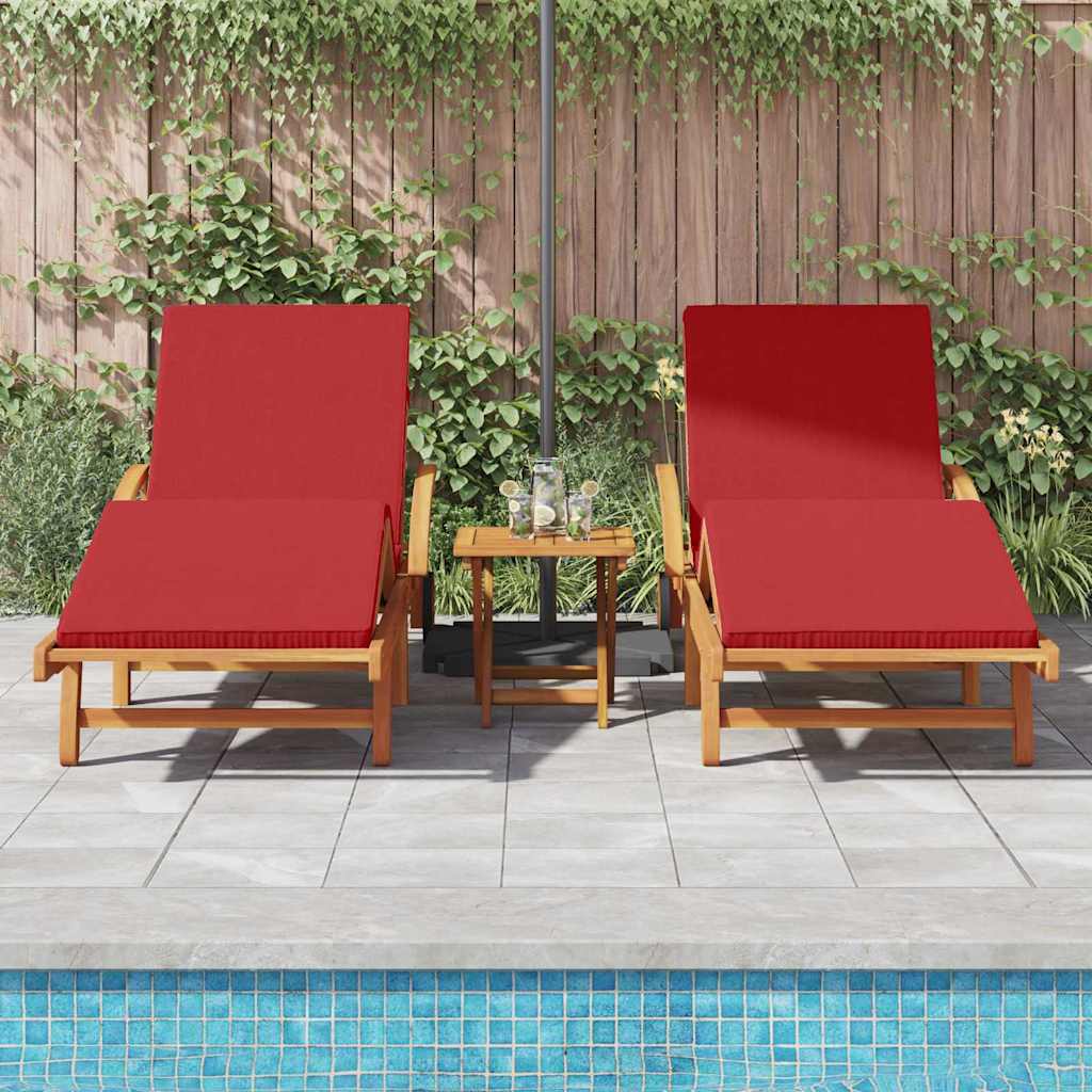 Solstol 3 pcs Rød 200 x 67 x 84 cm Massivt Akacietræ