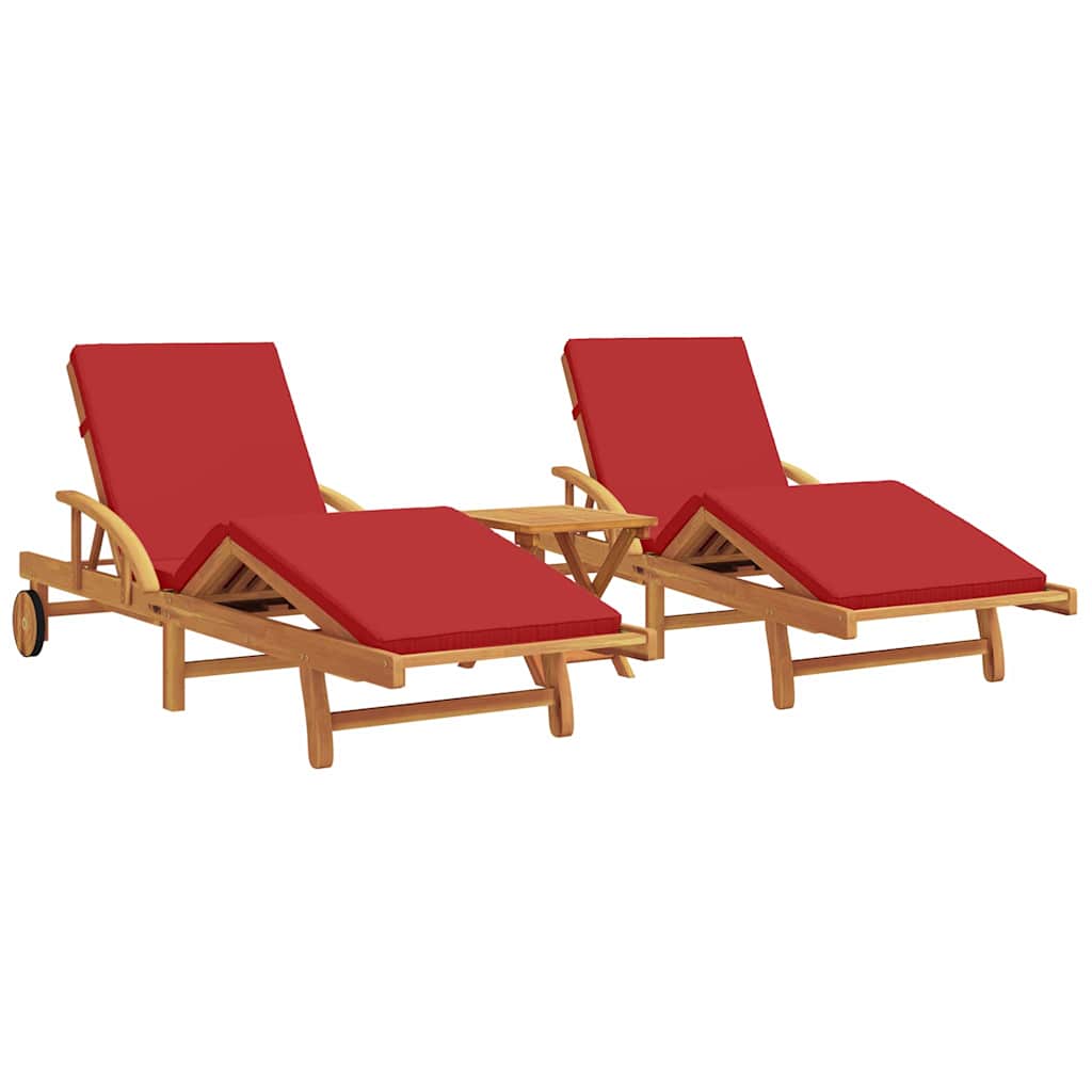 Solstol 3 pcs Rød 200 x 67 x 84 cm Massivt Akacietræ