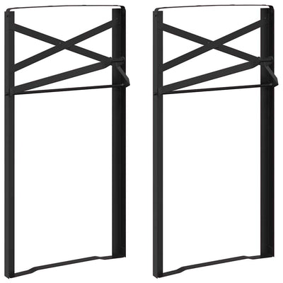 Øl Bordben 2 pcs Sort 39 x 3 x 75 cm Pulverlakeret stål