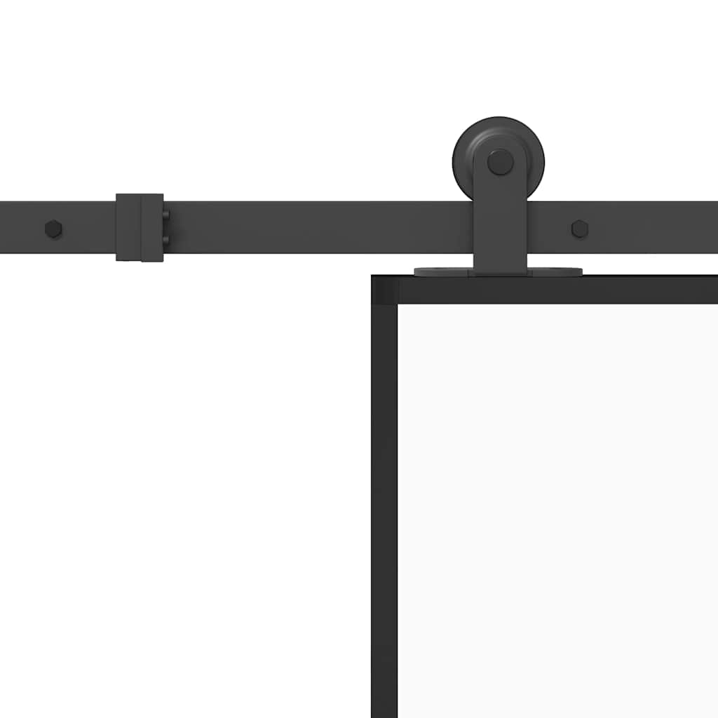 skydedør med hardwaresæt 90x205 cm hærdet glas og aluminium