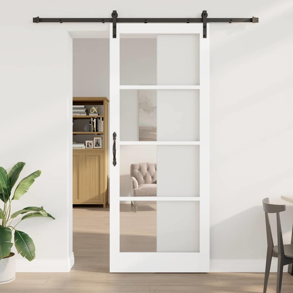 Skydedør ORKDAL Hvid 93 x 232 cm Massivt fyrretræ og glas