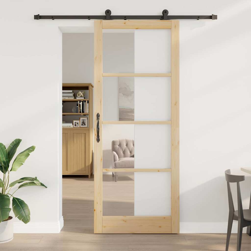 Skydedør ORKDAL Naturlig og sort 93 x 232 cm