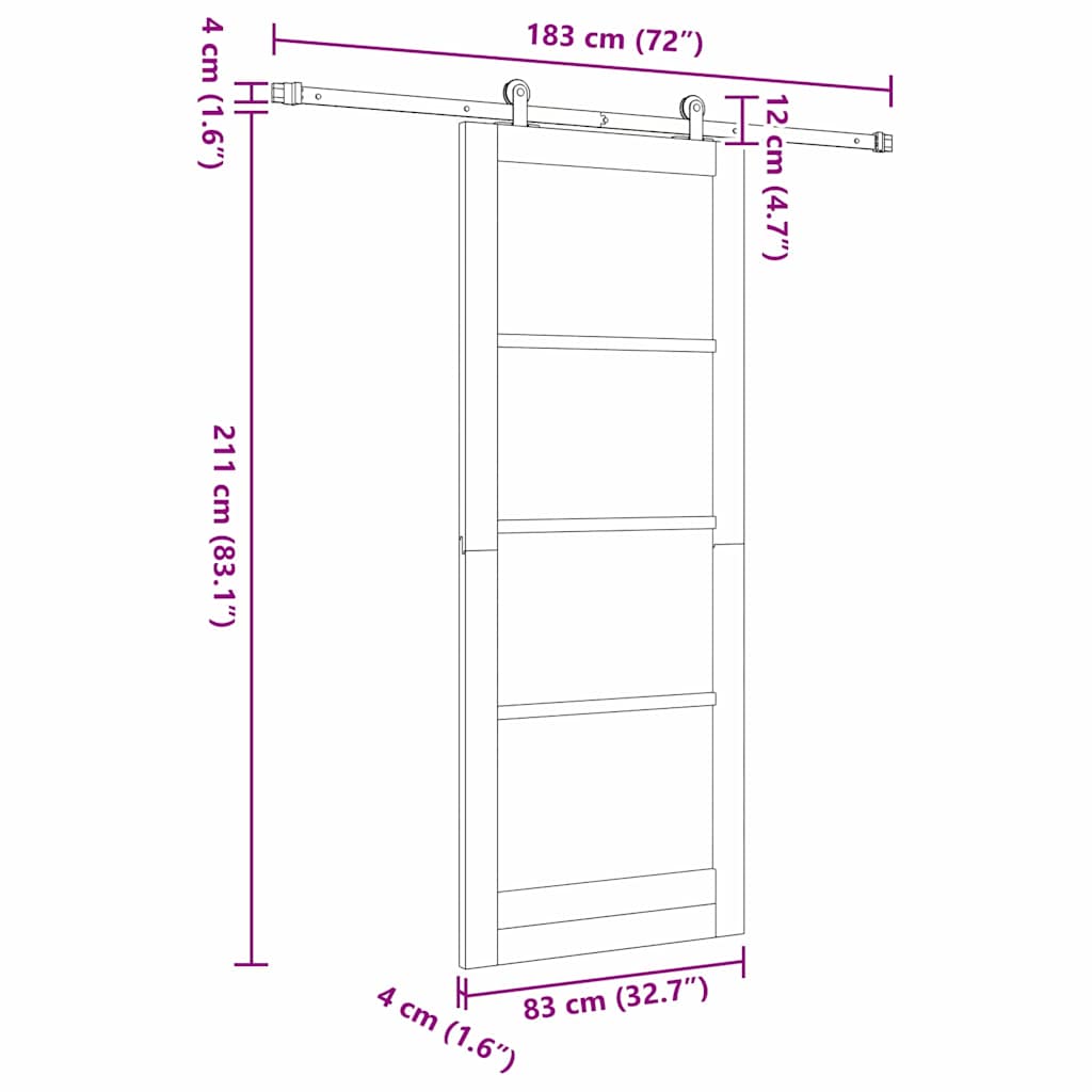 Skydedør ORKDAL Hvid 83 x 211 cm Massivt fyrretræ og glas