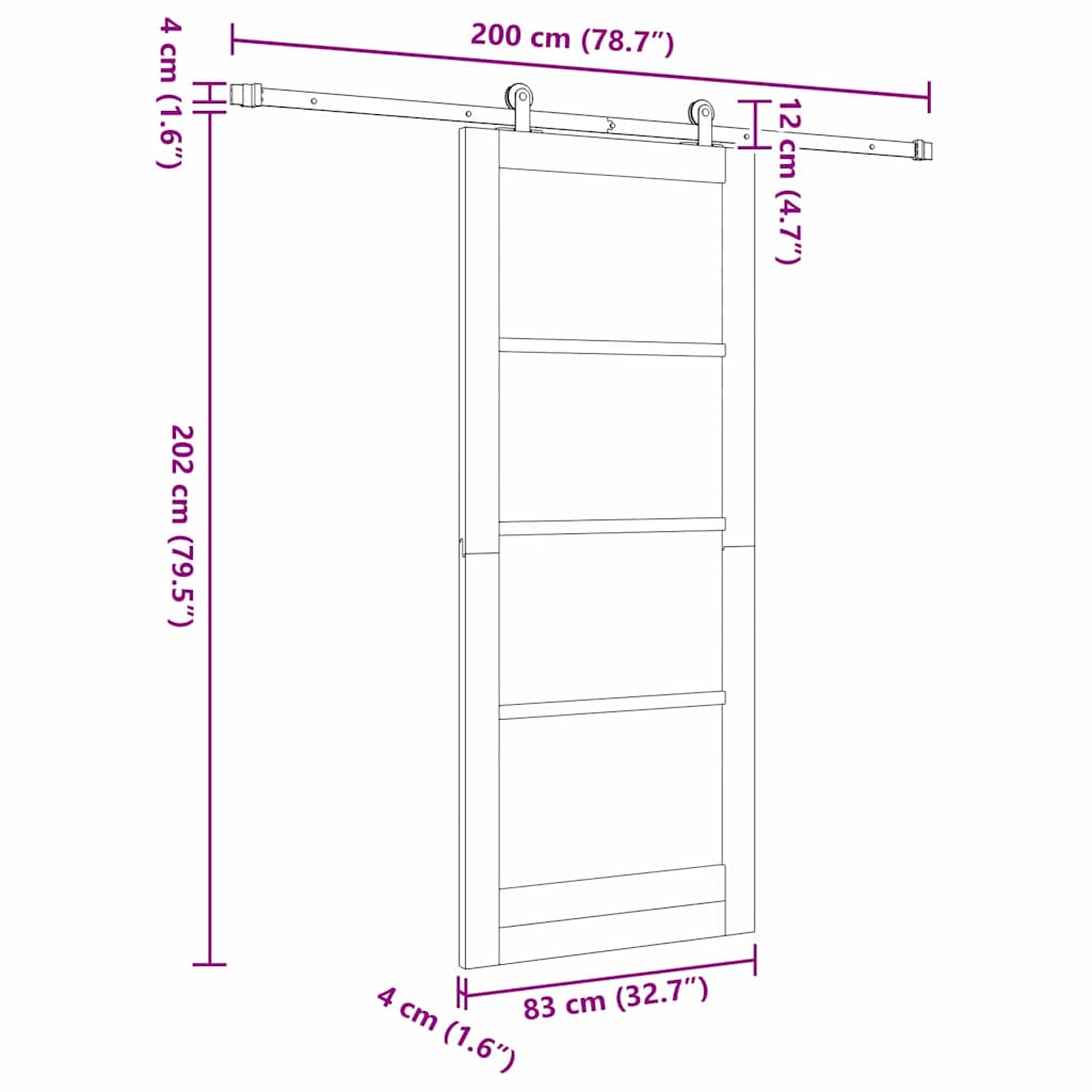 Skydedør ORKDAL Hvid 83 x 202 cm Massivt fyrretræ og glas