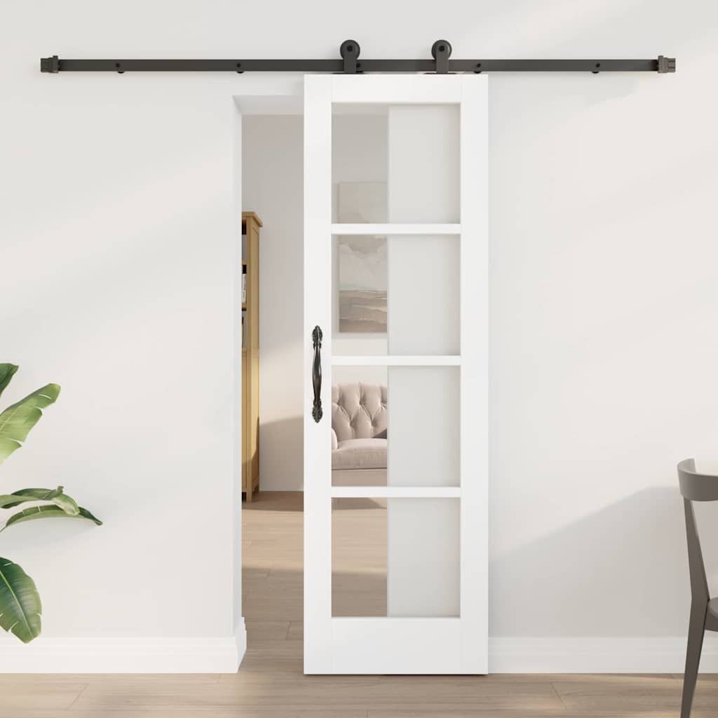 Skydedør ORKDAL Hvid 61 x 198,5 cm Massivt fyrretræ og glas