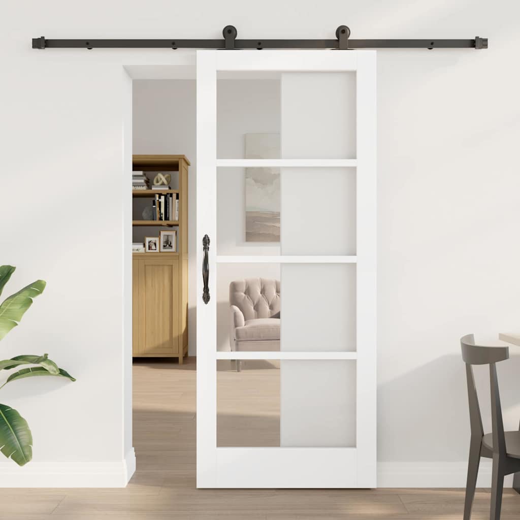 Skydedør ORKDAL Hvid 83 x 202 cm Massivt fyrretræ og glas