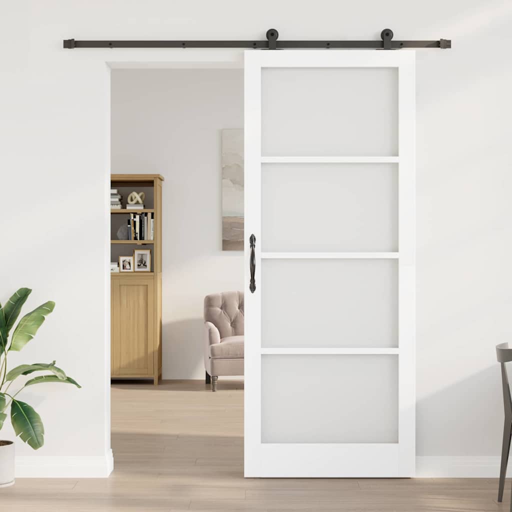 Skydedør ORKDAL Hvid 93 x 232 cm Massivt fyrretræ og glas