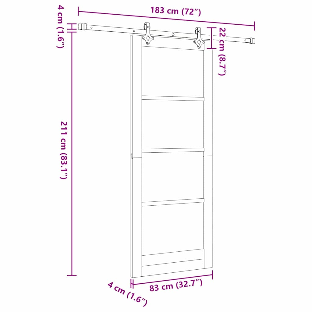 Skydedør ORKDAL Hvid og sort 83 x 211 cm