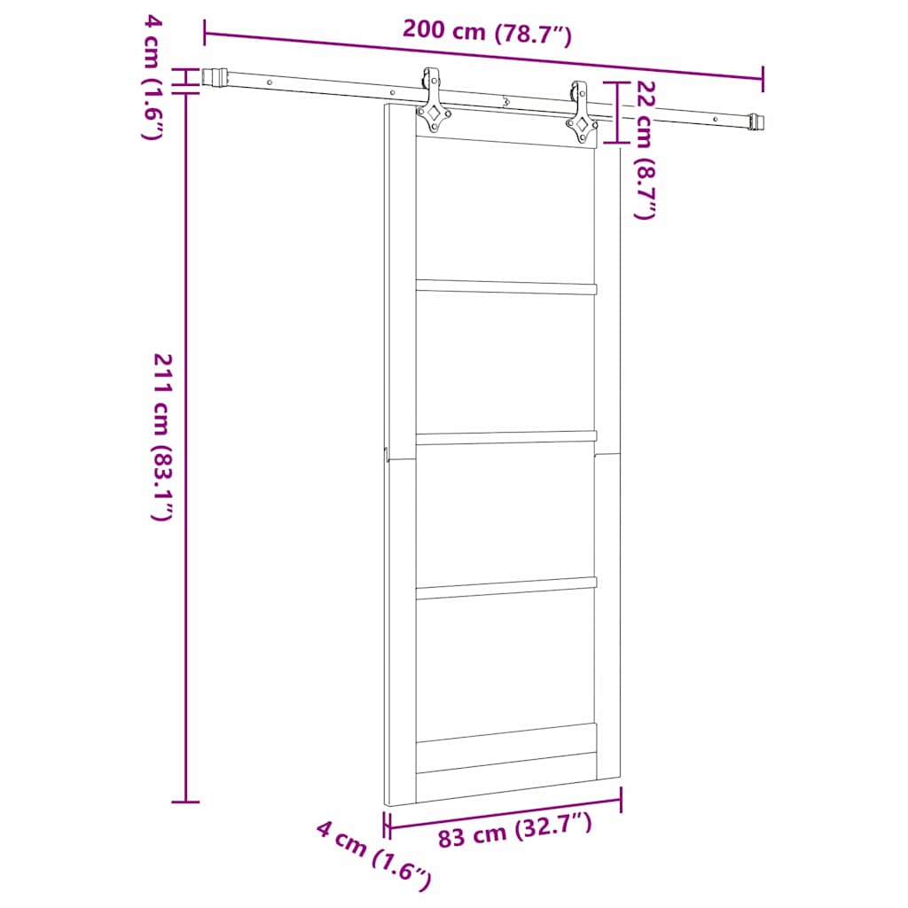 Skydedør ORKDAL Hvid og sort 83 x 211 cm