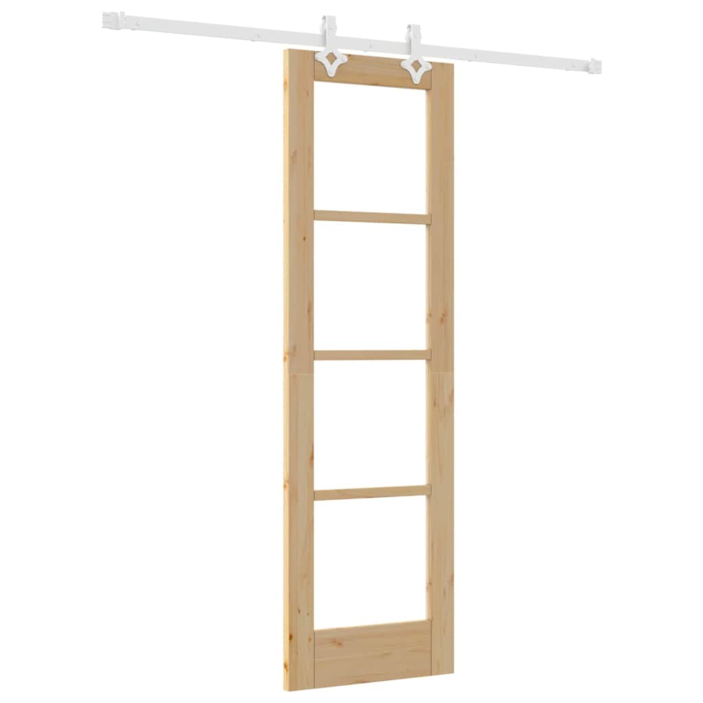 Skydedør Naturfarvet 61 x 198,5 cm Massivt fyrretræ og glas
