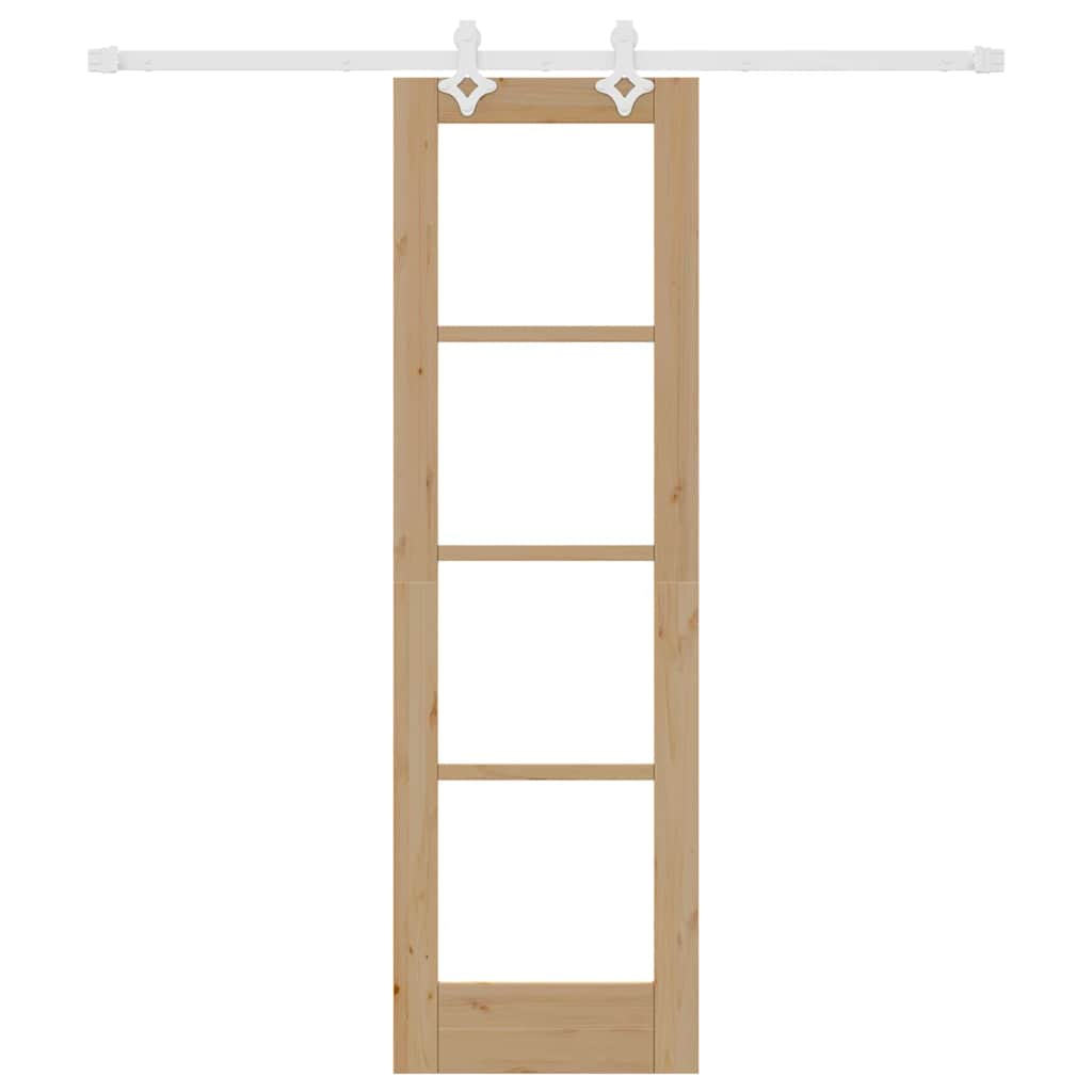 Skydedør Naturfarvet 61 x 198,5 cm Massivt fyrretræ og glas