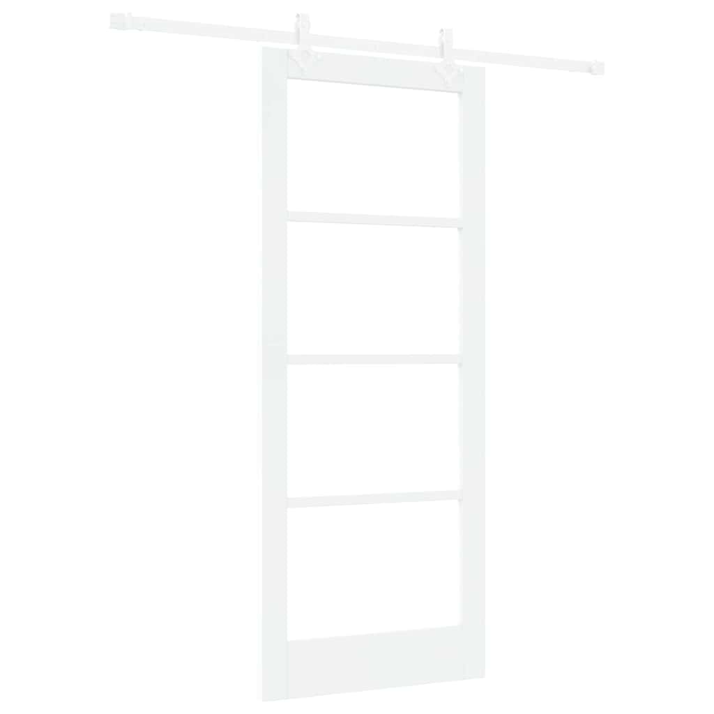 Skydedør Hvid 83 x 202 cm Massivt fyrretræ og glas