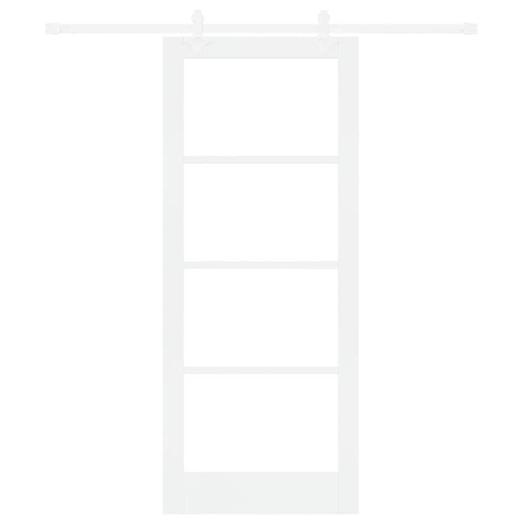 Skydedør Hvid 83 x 202 cm Massivt fyrretræ og glas