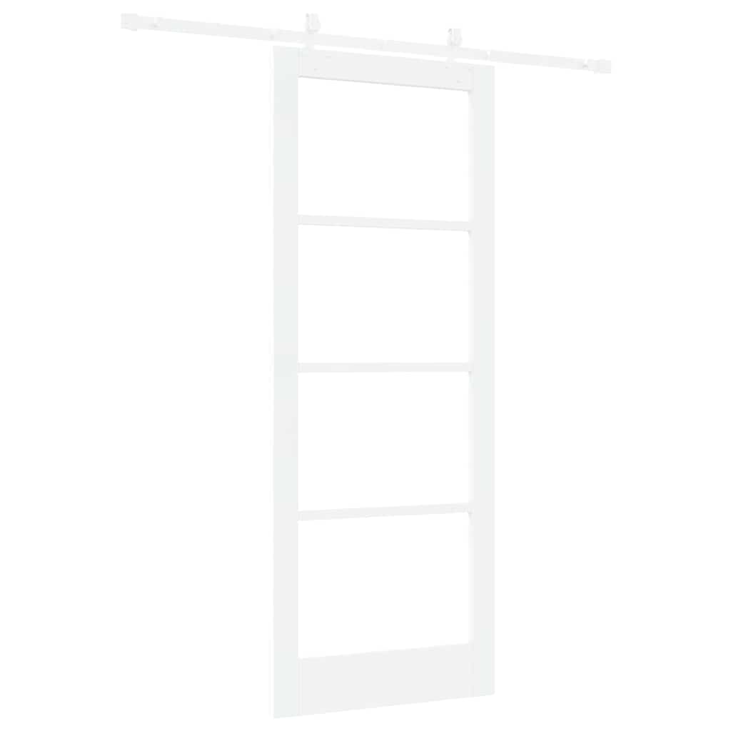 Skydedør Hvid 83 x 211 cm Massivt fyrretræ og glas