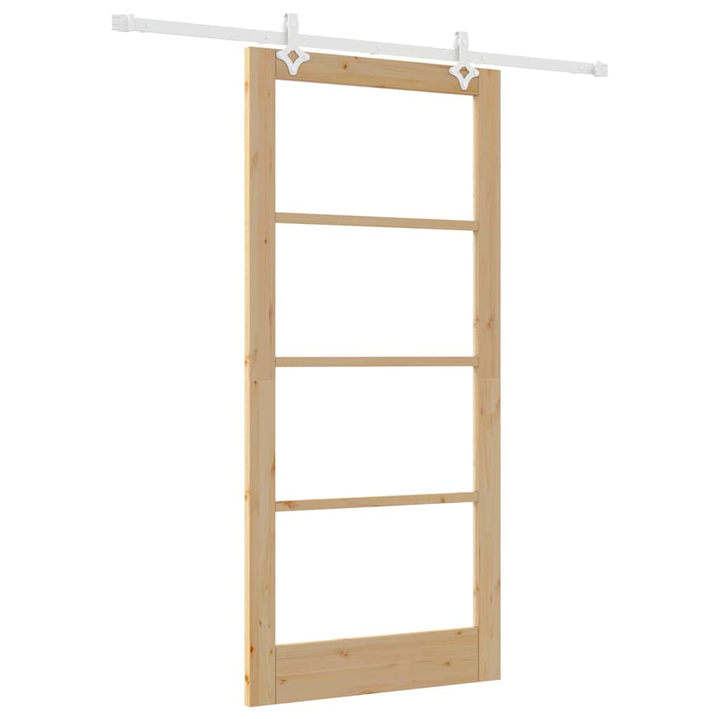 Skydedør Naturfarvet 93 x 202 cm Massivt fyrretræ og glas