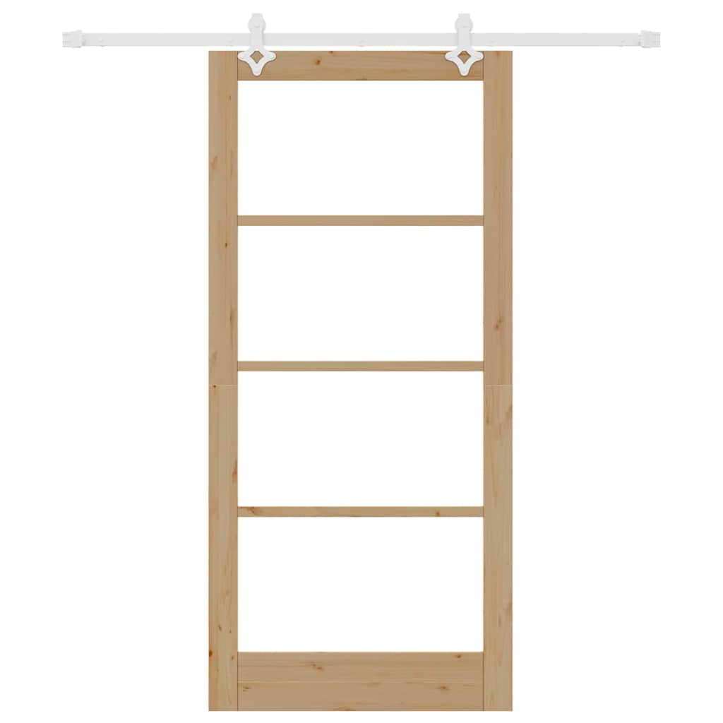 Skydedør Naturfarvet 93 x 202 cm Massivt fyrretræ og glas